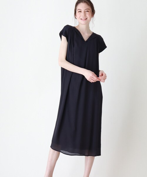 DRESKIP（ドレスキップ）の「◆開襟スラブワンピース（ワンピース・レディース・カーキ/ライトベージュ/ネイビー・02/03/04）」の3枚目の写真