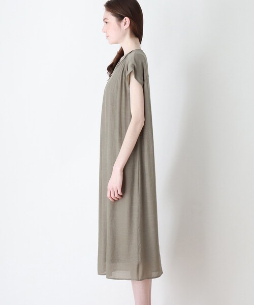 DRESKIP（ドレスキップ）の「◆開襟スラブワンピース（ワンピース・レディース・カーキ/ライトベージュ/ネイビー・02/03/04）」の8枚目の写真