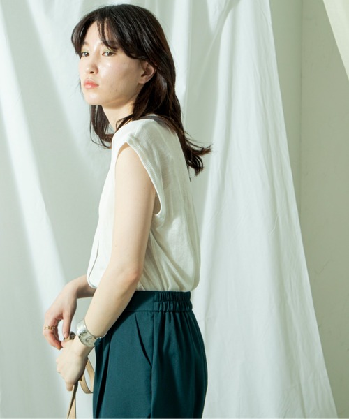 ANGIE（アンジー）の「シアーニットフレンチスリーブプルオーバー（ニット/セーター・レディース・ホワイト/ブラック/ブラウン/グリーン・FREE）」の16枚目の写真