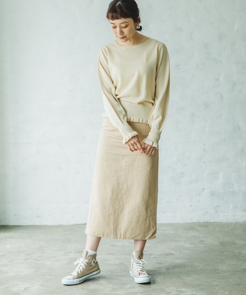 pairmanon（ペアマノン）の「【ママサイズ】 パフスリーブ長袖 ニットプルオーバー（ニット/セーター・レディース・ブラック/ミント/アイボリー/モカ・FREE）」の10枚目の写真