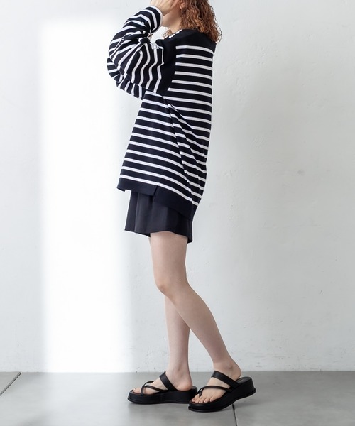 mystic(ミスティック)の「【MONTKEMMEL】ボーダーロングTシャツ(Tシャツ/カットソー・レディース・ブラック/ピンク・FREE)」の15枚目の写真