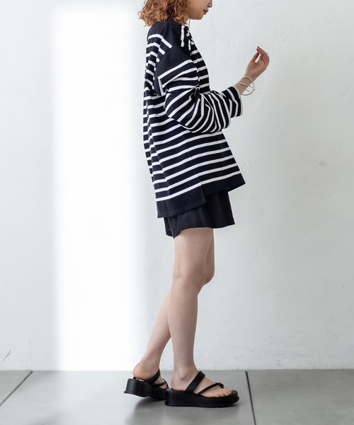 mystic(ミスティック)の「【MONTKEMMEL】ボーダーロングTシャツ(Tシャツ/カットソー・レディース・ブラック/ピンク・FREE)」の9枚目の写真