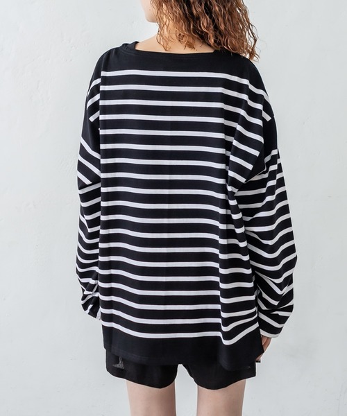 mystic(ミスティック)の「【MONTKEMMEL】ボーダーロングTシャツ(Tシャツ/カットソー・レディース・ブラック/ピンク・FREE)」の8枚目の写真