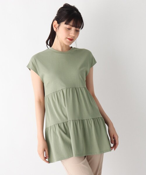 DRESKIP(ドレスキップ)の「◆ひんやりティア-ドチュニック(チュニック・レディース・オフホワイト/ブラック/カーキ/ライトベージュ・02/03/04)」の4枚目の写真