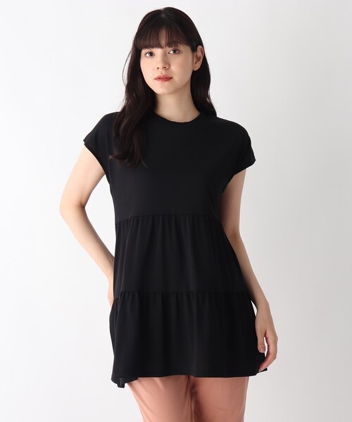 DRESKIP(ドレスキップ)の「◆ひんやりティア-ドチュニック(チュニック・レディース・オフホワイト/ブラック/カーキ/ライトベージュ・02/03/04)」の2枚目の写真