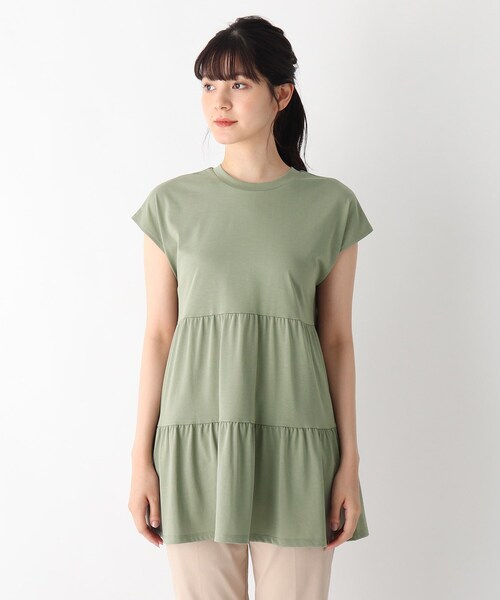 DRESKIP(ドレスキップ)の「◆ひんやりティア-ドチュニック(チュニック・レディース・オフホワイト/ブラック/カーキ/ライトベージュ・02/03/04)」の5枚目の写真