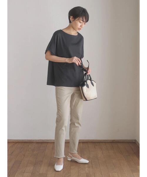 AMERICAN HOLIC（アメリカンホリック）の「デザインスリーブカットプルオーバー（Tシャツ/カットソー・レディース・ダークネイビー/キャメル・L/M）」の15枚目の写真