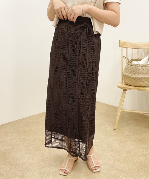 apres jour clair（アプレジュールクレア）の「【apres jour clair】メッシュ巻きスカート【ZOZOTOWN限定アイテム】（スカート・レディース・ダークブラウン/ベージュ・SMALL/MEDIUM/X-LARGE）」の16枚目の写真