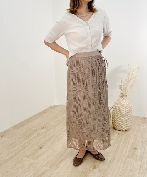 apres jour clair（アプレジュールクレア）の「【apres jour clair】メッシュ巻きスカート【ZOZOTOWN限定アイテム】（スカート・レディース・ダークブラウン/ベージュ・SMALL/MEDIUM/X-LARGE）」の21枚目の写真