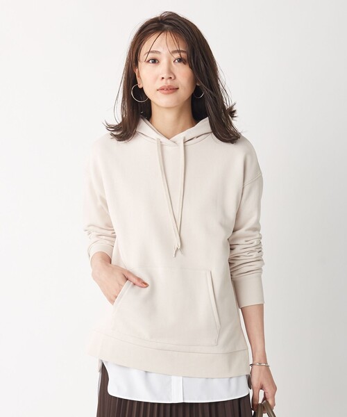 J.PRESS Ladies(J.プレス レディス)の「裏毛 パーカー(パーカー・レディース・ベージュ系/ピンク系/ワイン系/スモーキーグリーン系・SMALL)」の1枚目の写真