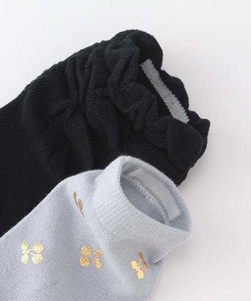 petit main（プティマイン）の「箔pt／シャーリング2Pクルーソックス（ソックス/靴下・キッズ・ブルーグレー/アイボリー/ライトピンク・L/M/SS/S）」の8枚目の写真