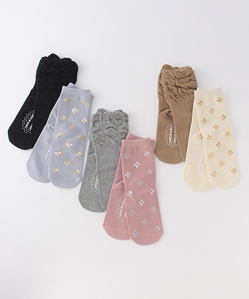 petit main（プティマイン）の「箔pt／シャーリング2Pクルーソックス（ソックス/靴下・キッズ・ブルーグレー/アイボリー/ライトピンク・L/M/SS/S）」の6枚目の写真