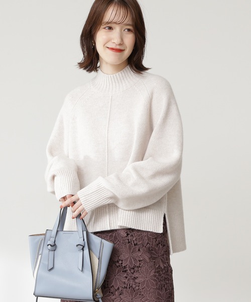 N.(N. Natural Beauty Basic)(エヌエヌナチュラルビューティーベーシック)の「◆天竺ハイネックラムウールニット(ニット/セーター・レディース・ブラック/ブルー/ナチュラル・MEDIUM)」の1枚目の写真