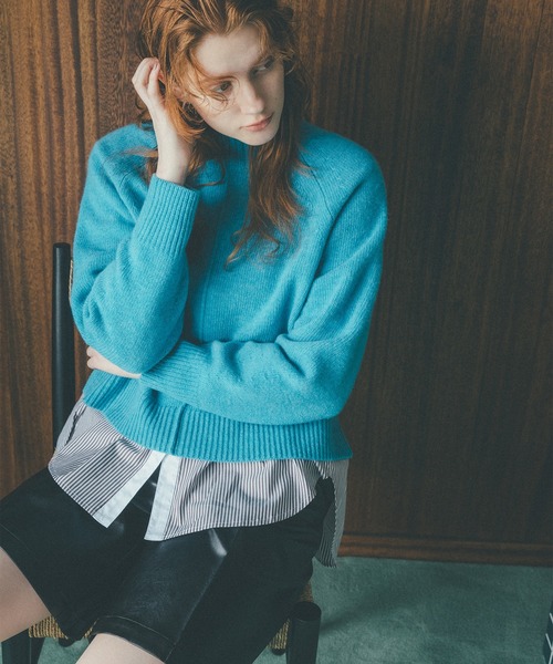 N.(N. Natural Beauty Basic)(エヌエヌナチュラルビューティーベーシック)の「◆天竺ハイネックラムウールニット(ニット/セーター・レディース・ブラック/ブルー/ナチュラル・MEDIUM)」の18枚目の写真