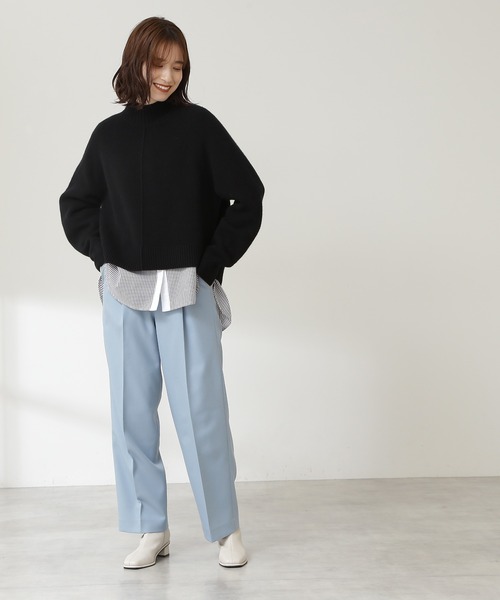 N.(N. Natural Beauty Basic)(エヌエヌナチュラルビューティーベーシック)の「◆天竺ハイネックラムウールニット(ニット/セーター・レディース・ブラック/ブルー/ナチュラル・MEDIUM)」の22枚目の写真