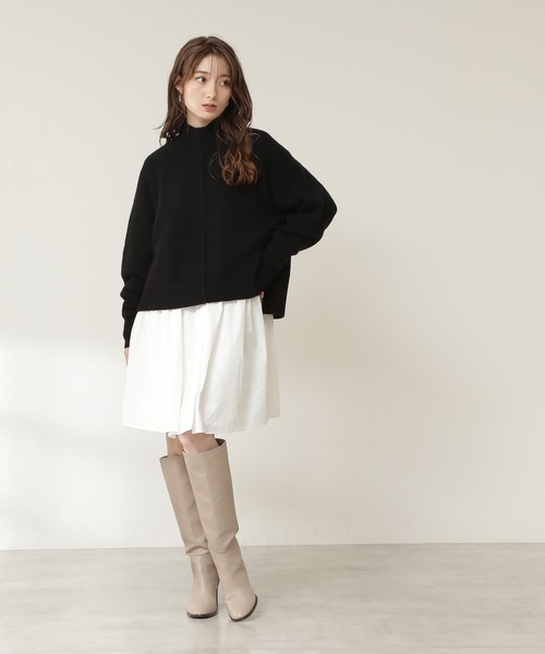 N.(N. Natural Beauty Basic)(エヌエヌナチュラルビューティーベーシック)の「◆天竺ハイネックラムウールニット(ニット/セーター・レディース・ブラック/ブルー/ナチュラル・MEDIUM)」の21枚目の写真