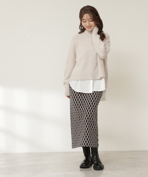 N.(N. Natural Beauty Basic)(エヌエヌナチュラルビューティーベーシック)の「◆天竺ハイネックラムウールニット(ニット/セーター・レディース・ブラック/ブルー/ナチュラル・MEDIUM)」の20枚目の写真