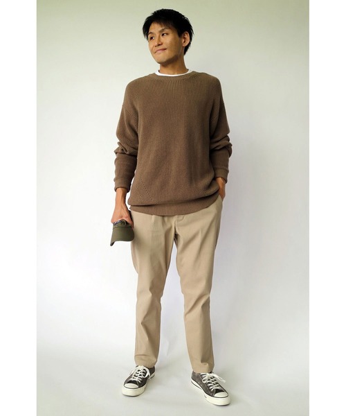 Grand PARK（グランドパーク）の「定番ストレッチ抜群ワンタックテーパードパンツ（チノパンツ・メンズ・ベージュ/カーキ・MEDIUM/LARGE）」の4枚目の写真