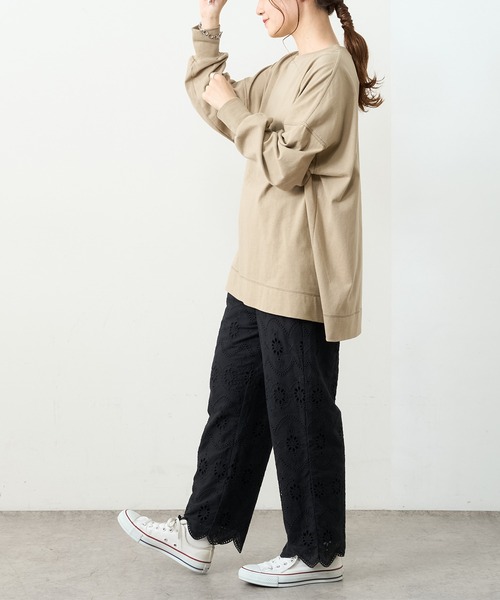 PUAL CE CIN（ピュアルセシン）の「【WEB限定】バックロゴプリント配色ステッチプルオーバー（Tシャツ/カットソー・レディース・ベージュ/グリーン/チャコール/ナチュラル・FREE）」の15枚目の写真