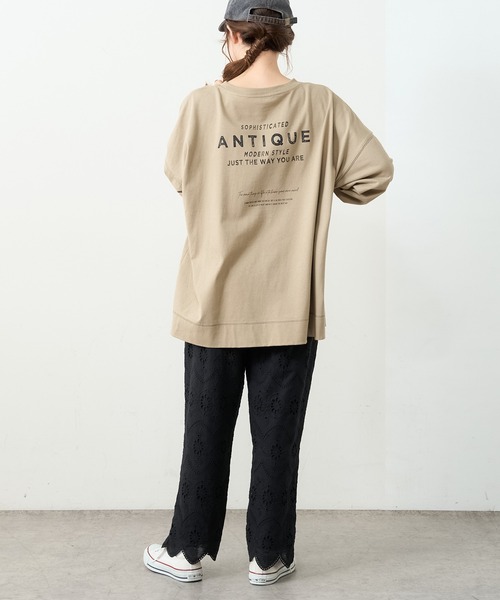 PUAL CE CIN（ピュアルセシン）の「【WEB限定】バックロゴプリント配色ステッチプルオーバー（Tシャツ/カットソー・レディース・ベージュ/グリーン/チャコール/ナチュラル・FREE）」の17枚目の写真