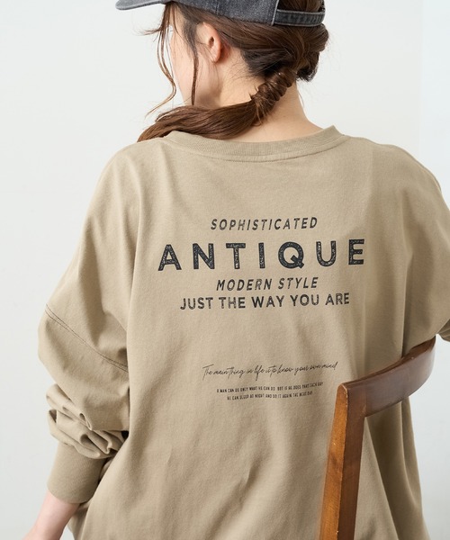 PUAL CE CIN（ピュアルセシン）の「【WEB限定】バックロゴプリント配色ステッチプルオーバー（Tシャツ/カットソー・レディース・ベージュ/グリーン/チャコール/ナチュラル・FREE）」の11枚目の写真