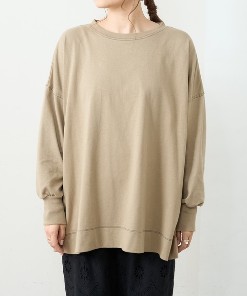 PUAL CE CIN（ピュアルセシン）の「【WEB限定】バックロゴプリント配色ステッチプルオーバー（Tシャツ/カットソー・レディース・ベージュ/グリーン/チャコール/ナチュラル・FREE）」の18枚目の写真