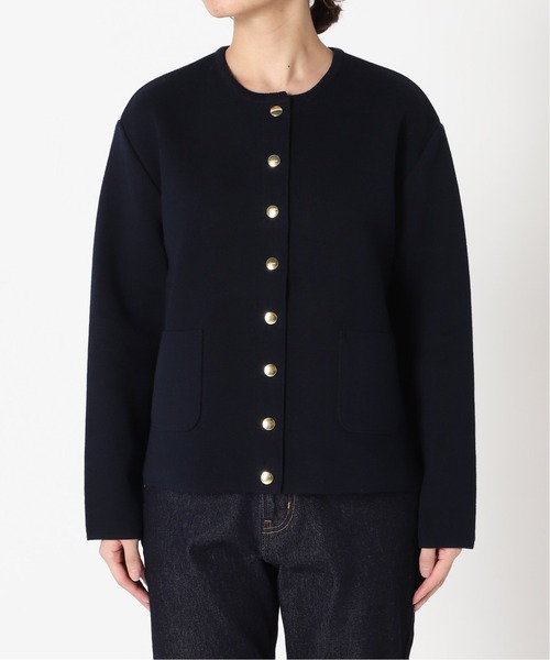 SLOBE IENA（スローブイエナ）の「ダブルフェイスクルージャケット【手洗い可能】◆（ノーカラージャケット・レディース・グリーン・FREE）」の15枚目の写真