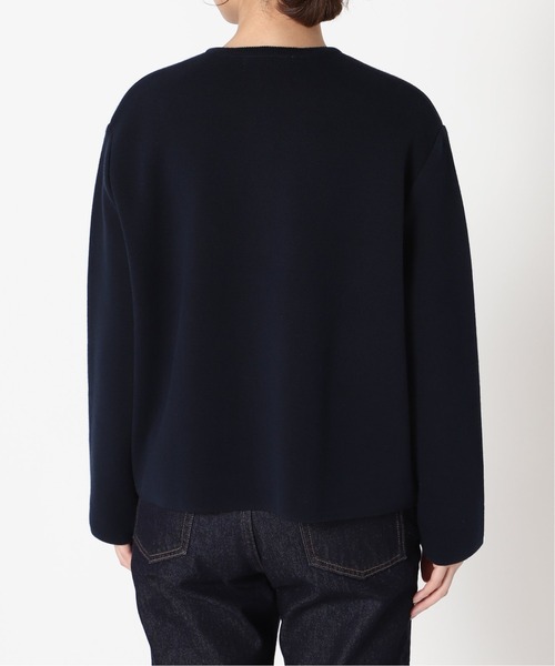 SLOBE IENA（スローブイエナ）の「ダブルフェイスクルージャケット【手洗い可能】◆（ノーカラージャケット・レディース・グリーン・FREE）」の3枚目の写真