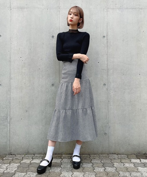 Voyage titty&Co.PETIT（ボヤージュティティアンドコープチ）の「【Voyage titty&Co. PETIT】バックスピンドルチェックスカート（スカート・レディース・ブラック・SMALL/MEDIUM）」の7枚目の写真