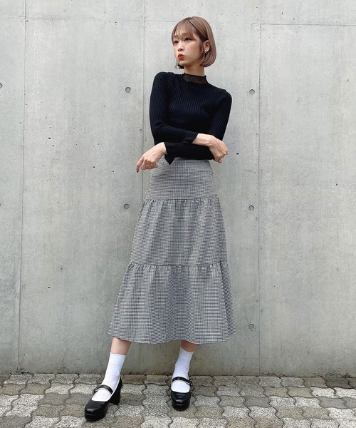 Voyage titty&Co.PETIT（ボヤージュティティアンドコープチ）の「【Voyage titty&Co. PETIT】バックスピンドルチェックスカート（スカート・レディース・ブラック・SMALL/MEDIUM）」の13枚目の写真
