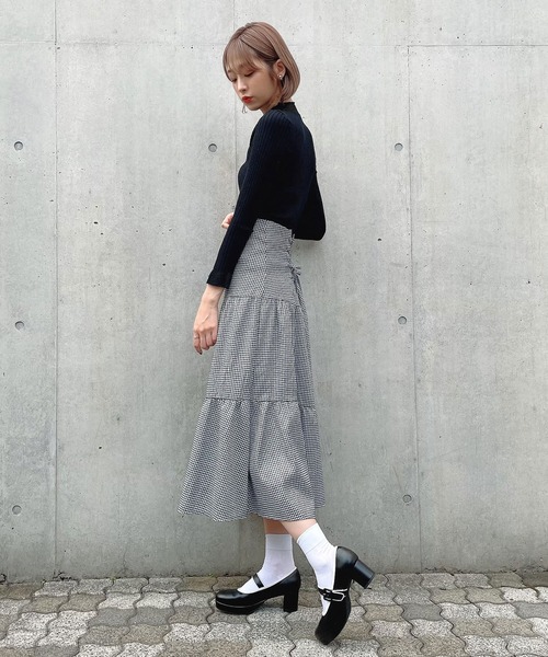 Voyage titty&Co.PETIT（ボヤージュティティアンドコープチ）の「【Voyage titty&Co. PETIT】バックスピンドルチェックスカート（スカート・レディース・ブラック・SMALL/MEDIUM）」の9枚目の写真