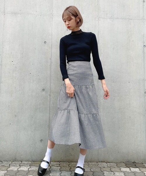 Voyage titty&Co.PETIT（ボヤージュティティアンドコープチ）の「【Voyage titty&Co. PETIT】バックスピンドルチェックスカート（スカート・レディース・ブラック・SMALL/MEDIUM）」の10枚目の写真