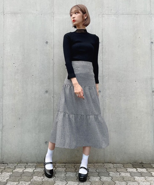 Voyage titty&Co.PETIT（ボヤージュティティアンドコープチ）の「【Voyage titty&Co. PETIT】バックスピンドルチェックスカート（スカート・レディース・ブラック・SMALL/MEDIUM）」の5枚目の写真