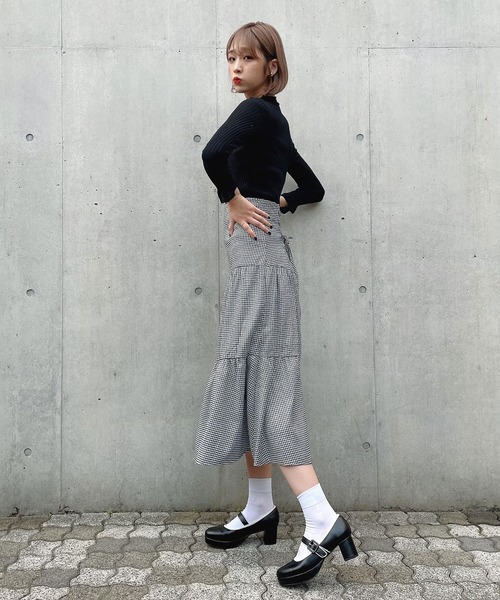 Voyage titty&Co.PETIT（ボヤージュティティアンドコープチ）の「【Voyage titty&Co. PETIT】バックスピンドルチェックスカート（スカート・レディース・ブラック・SMALL/MEDIUM）」の12枚目の写真
