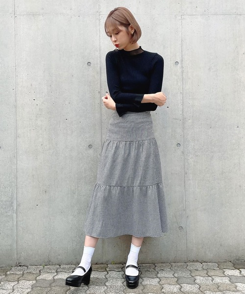 Voyage titty&Co.PETIT（ボヤージュティティアンドコープチ）の「【Voyage titty&Co. PETIT】バックスピンドルチェックスカート（スカート・レディース・ブラック・SMALL/MEDIUM）」の15枚目の写真