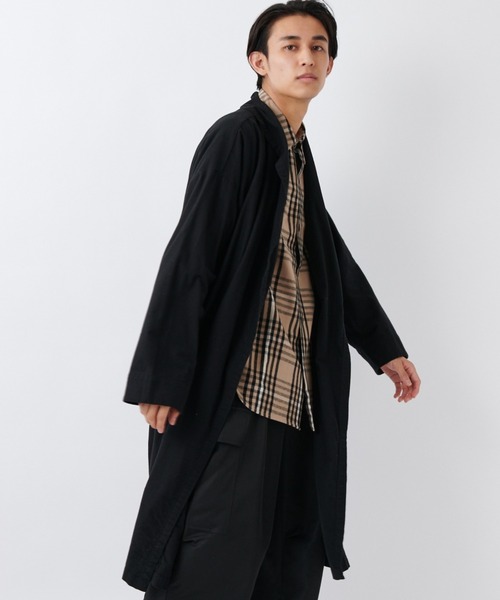 SAKULA(サクラ)の「■【SAKULA/サクラ】ショールカラーガウンコート(その他アウター・メンズ・チャコールグレー/ブラック・1/2)」の2枚目の写真