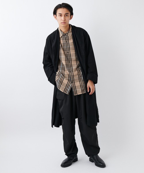 SAKULA(サクラ)の「■【SAKULA/サクラ】ショールカラーガウンコート(その他アウター・メンズ・チャコールグレー/ブラック・1/2)」の6枚目の写真