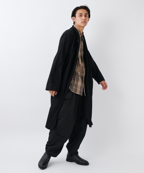 SAKULA(サクラ)の「■【SAKULA/サクラ】ショールカラーガウンコート(その他アウター・メンズ・チャコールグレー/ブラック・1/2)」の7枚目の写真