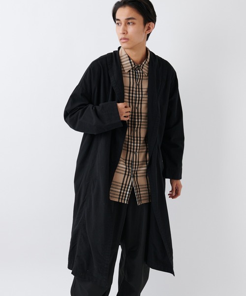 SAKULA(サクラ)の「■【SAKULA/サクラ】ショールカラーガウンコート(その他アウター・メンズ・チャコールグレー/ブラック・1/2)」の9枚目の写真