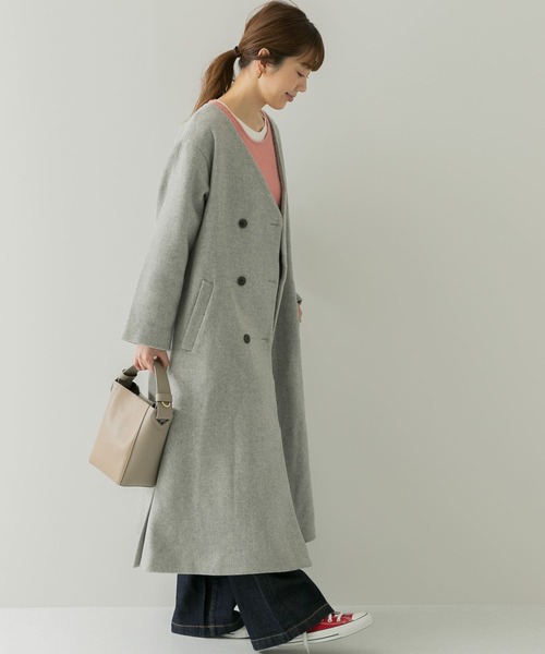 ♡新品未使用♡MONNALISA♡ロングコート　グレー size SHORT/TALLあり］SENTDALE WOOL スタンドカラー ロング コート