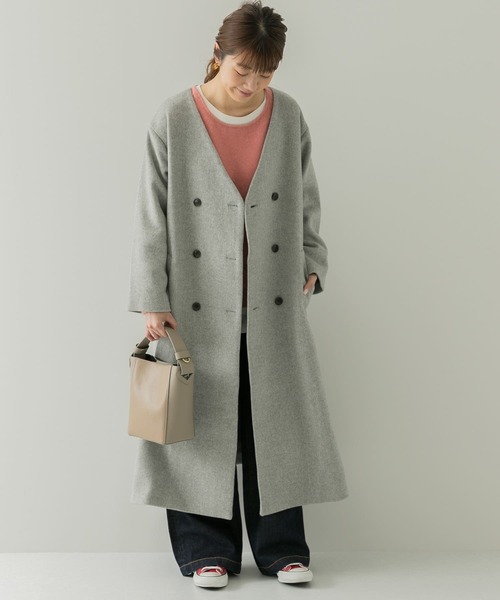 URBAN RESEARCH Sonny Label(アーバンリサーチサニーレーベル)の「Wブレストロングコート(その他アウター・レディース・ホワイト系その他/モカ/ライトグレー・FREE)」の9枚目の写真