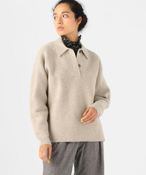 ISABEL MARANT（イザベルマラン）の「ISABEL MARANT ETOILE LARK ポロカラーロングスリーブプルオーバー（ニット/セーター・レディース・ライトグレー/ブラック/カーキ・36/34）」の3枚目の写真