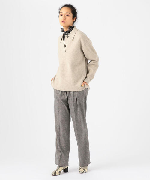 ISABEL MARANT（イザベルマラン）の「ISABEL MARANT ETOILE LARK ポロカラーロングスリーブプルオーバー（ニット/セーター・レディース・ライトグレー/ブラック/カーキ・36/34）」の9枚目の写真