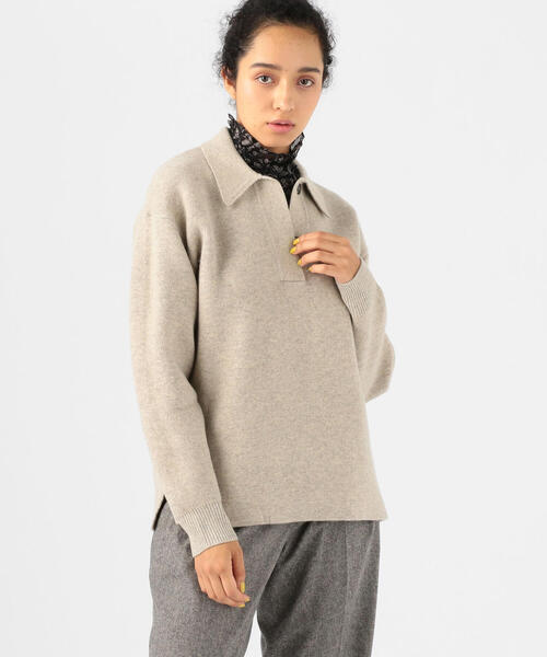 ISABEL MARANT（イザベルマラン）の「ISABEL MARANT ETOILE LARK ポロカラーロングスリーブプルオーバー（ニット/セーター・レディース・ライトグレー/ブラック/カーキ・36/34）」の11枚目の写真