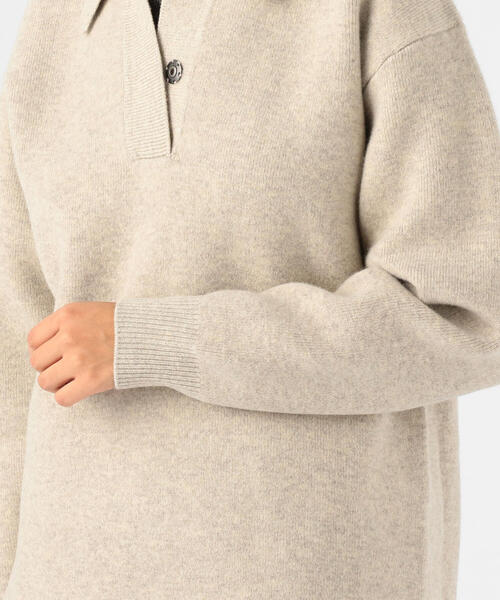 ISABEL MARANT（イザベルマラン）の「ISABEL MARANT ETOILE LARK ポロカラーロングスリーブプルオーバー（ニット/セーター・レディース・ライトグレー/ブラック/カーキ・36/34）」の8枚目の写真