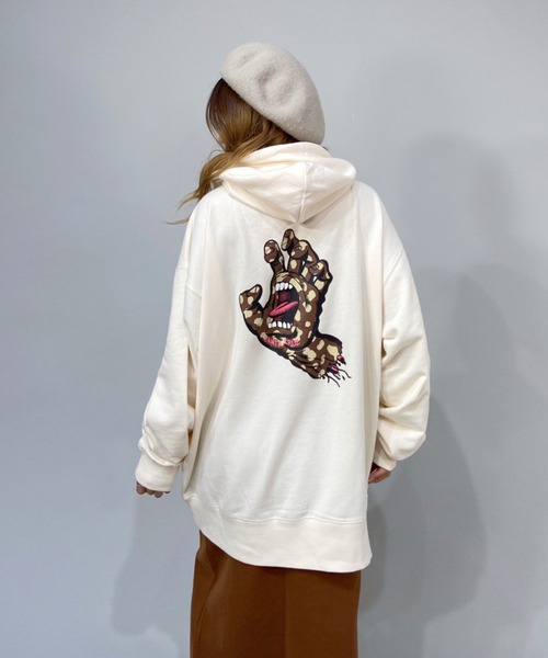 ムラサキスポーツ by 光永（ムラサキスポーツバイヒナタ）の「【ZOZOタウン限定アイテム】SANTACRUZ/サンタクルーズ × 光永（ひなた）監修アイテム  ビッグシルエット  ダルメシアン柄ロゴパーカー   502213344（パーカー・レディース・ホワイト/ブラック/グレー/オレンジ・M/L/XL）」の11枚目の写真
