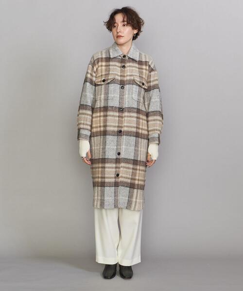 TWEED MILL(ツイードミル)の「【別注】<TWEED MILL>チェックロングシャツ アウター(その他アウター・レディース・ライトグレー/ブラウン・34)」の4枚目の写真