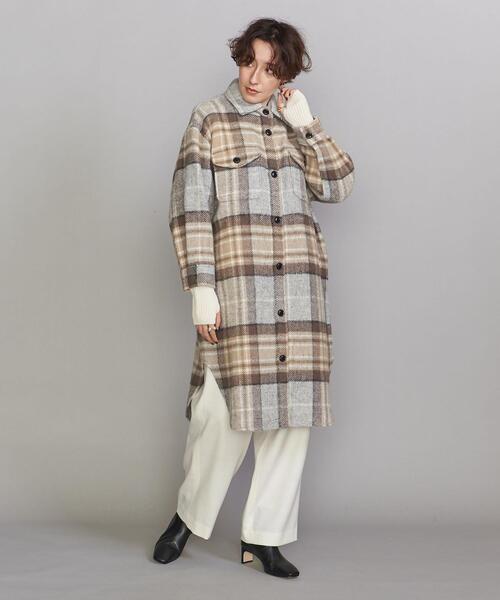 TWEED MILL(ツイードミル)の「【別注】<TWEED MILL>チェックロングシャツ アウター(その他アウター・レディース・ライトグレー/ブラウン・34)」の7枚目の写真