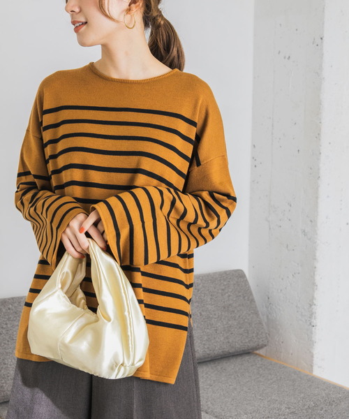 URBAN RESEARCH（アーバンリサーチ）の「パネルボーダーニットプルオーバー（ニット/セーター・レディース・ホワイト系その他/イエロー系その他・FREE）」の2枚目の写真