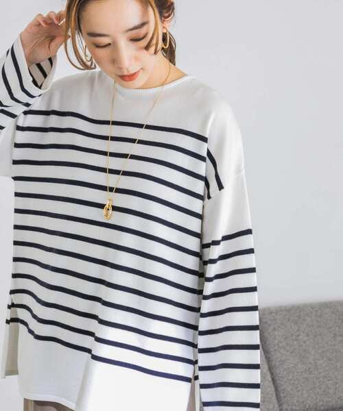 URBAN RESEARCH（アーバンリサーチ）の「パネルボーダーニットプルオーバー（ニット/セーター・レディース・ホワイト系その他/イエロー系その他・FREE）」の17枚目の写真